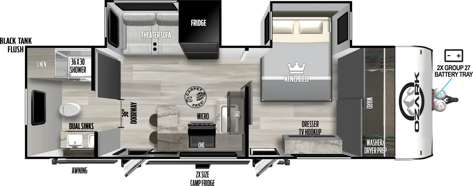 Forest River Ozark 2630RBK ASCENT floor plan
