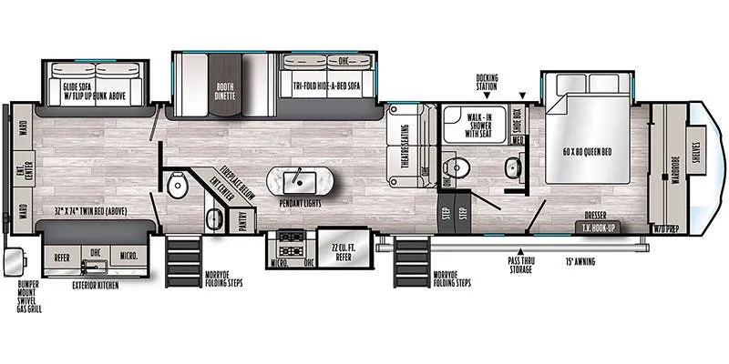 Forest River Sierra Luxury 384QBOK floor plan