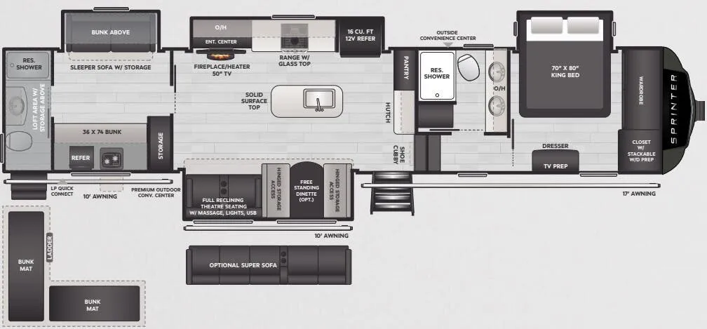 2025 Keystone Sprinter 3900DBL - Floor plan