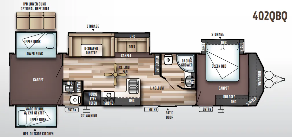 Forest River Wildwood DLX 402QBQ floor plan