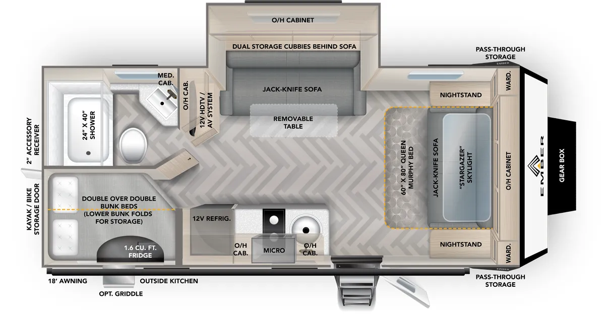 Ember RV Overland 221MDB floor plan