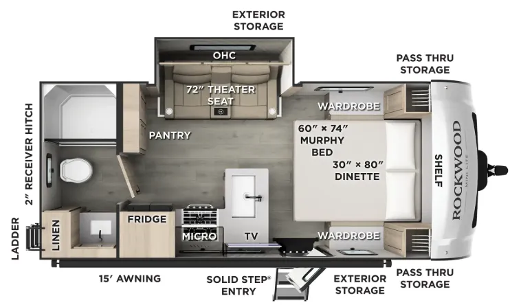 Forest River Rockwood Mini Lite 2108RB floor plan