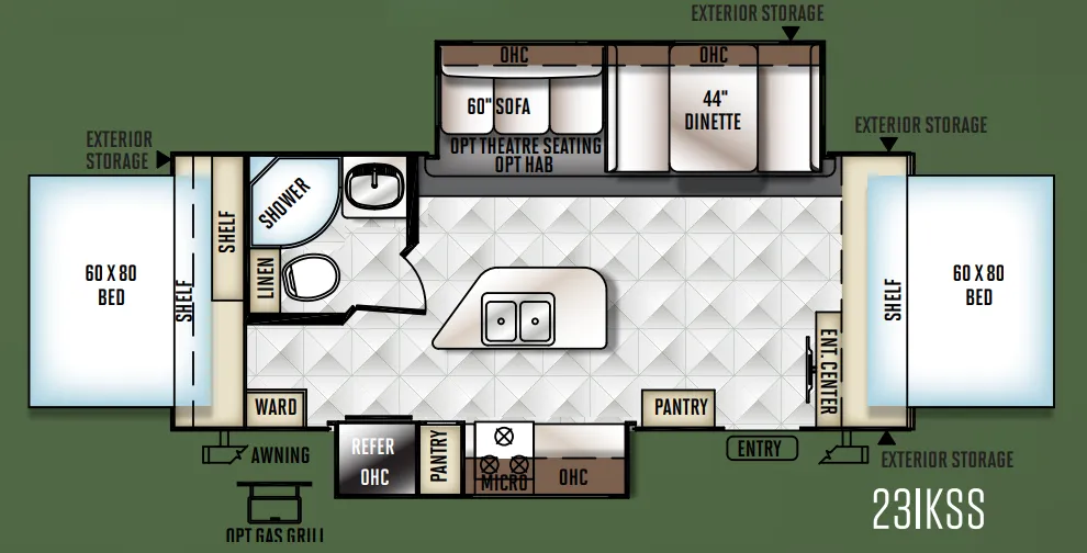 Forest River Rockwood Roo 23IKSS floor plan