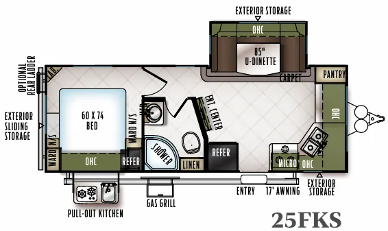2018 Forest River Flagstaff Micro Lite 25FKS - Floor plan
