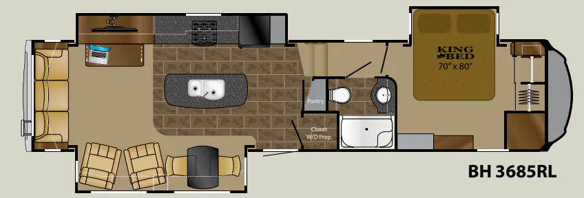 2015 Heartland Bighorn 3685RL - Floor plan