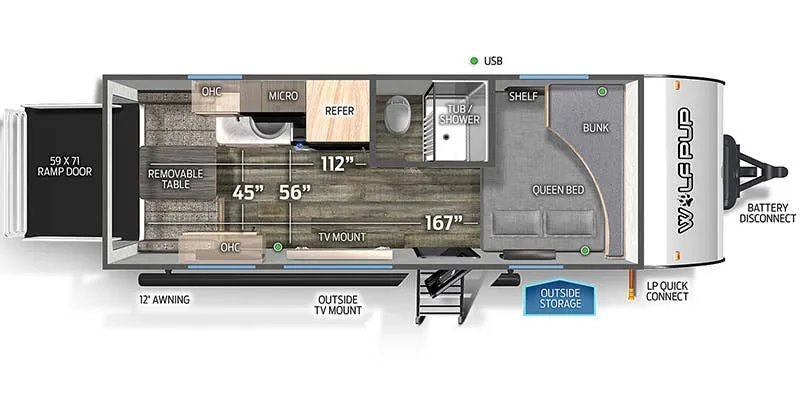 Forest River Cherokee Wolf Pup 18RJB floor plan