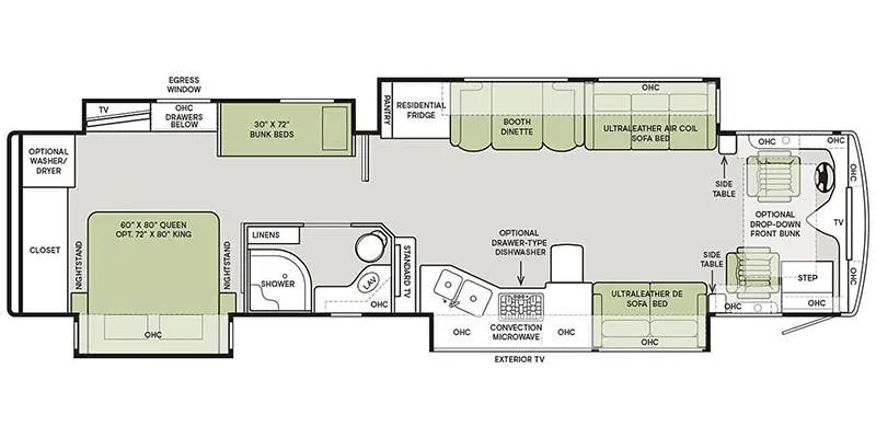Tiffin Phaeton 40 QKH floor plan