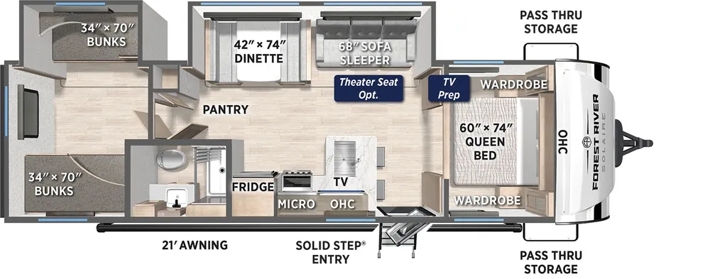2026 Forest River Solaire Lite 302BHS floor plan