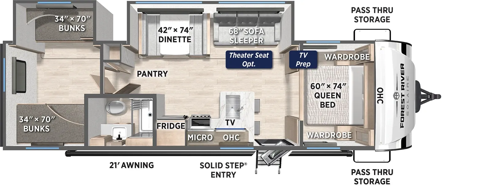 2026 Forest River Solaire Lite 302BHS - Floor plan