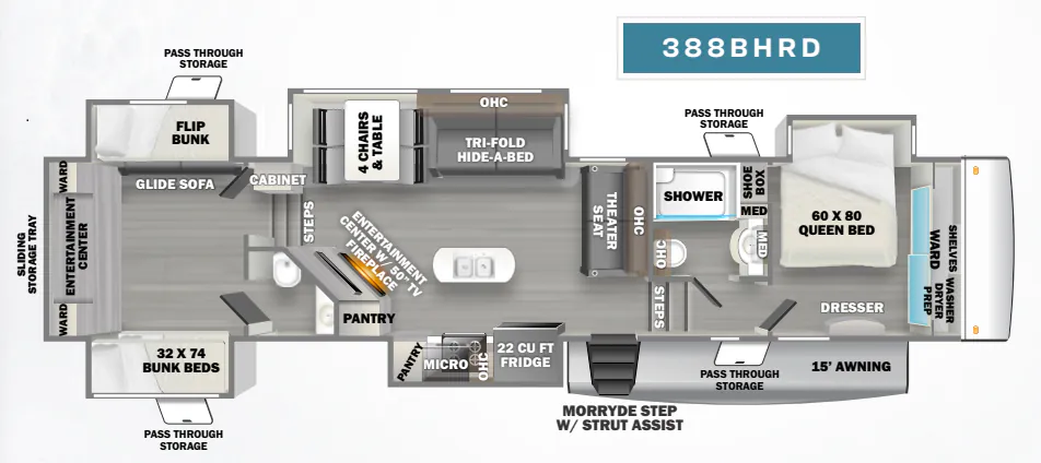 2022 Forest River Sierra Luxury 388BHRD - Floor plan