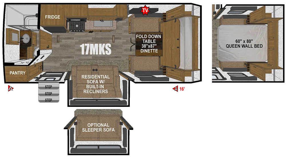 2026 Outdoors Rv CREEK SIDE 17MKS - Floor plan