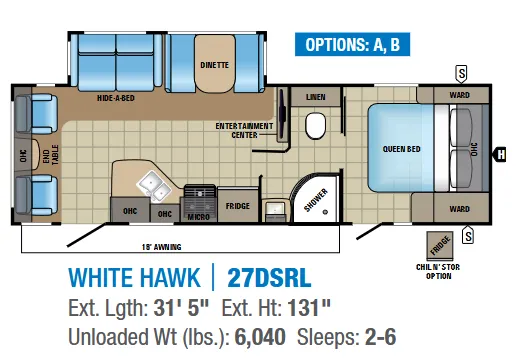Jayco White Hawk 27DSRL floor plan