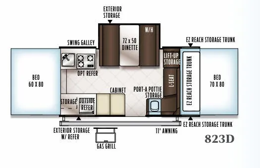 Forest River Flagstaff Classic 823D floor plan