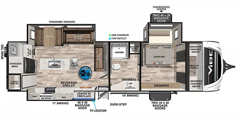 Forest River Vibe 34XL floor plan
