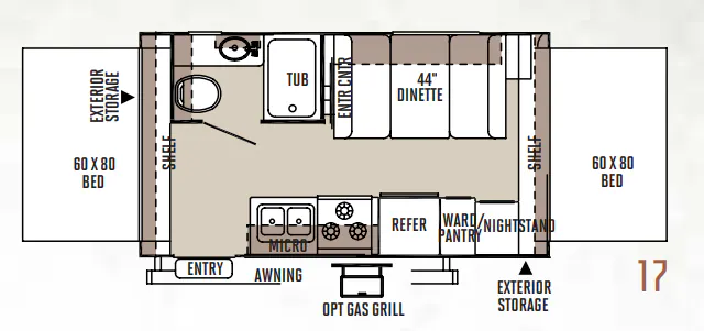 Forest River Rockwood Roo 17 floor plan