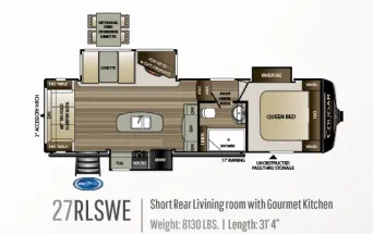 2019 Keystone Cougar Lite 27RLSWE floor plan
