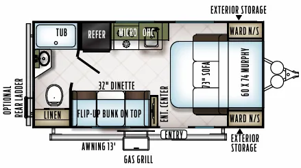 Forest River Flagstaff Micro Lite 19FDBH floor plan