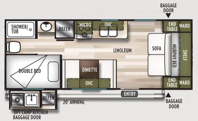 Forest River Wildwood X-Lite 19DBXL floor plan