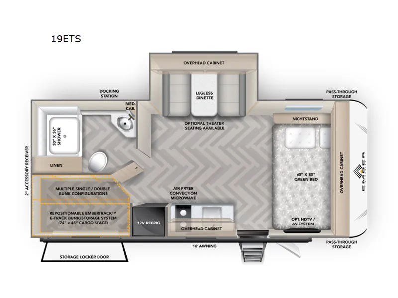 2026 Ember RV E-Series 19ETS - Floor plan