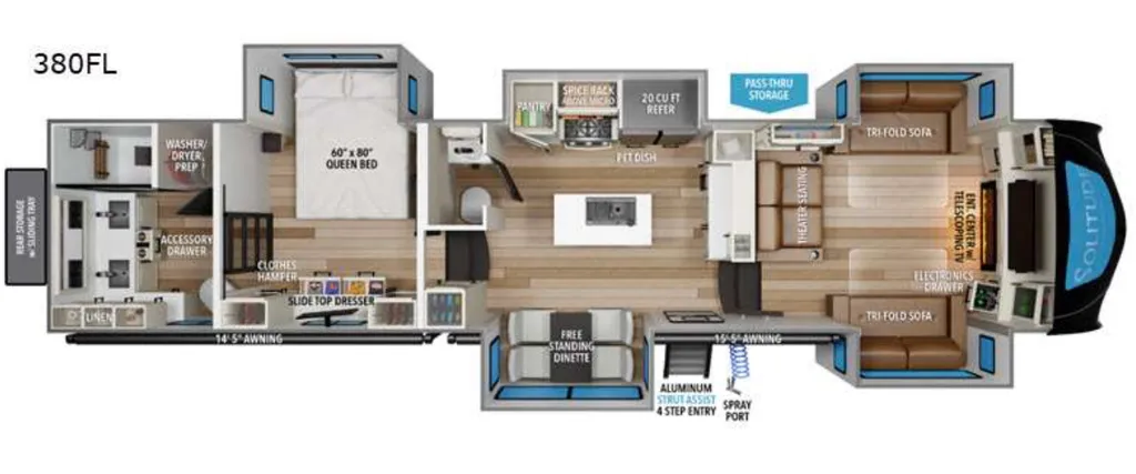 2023 Grand Design Solitude 380FL floor plan