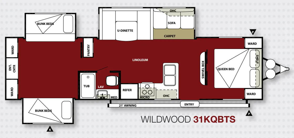 Forest River Wildwood 31KQBTS floor plan
