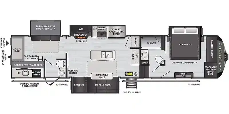 2023 Keystone Avalanche 396BH floor plan