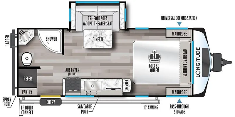 East to West Longitude 185RB floor plan