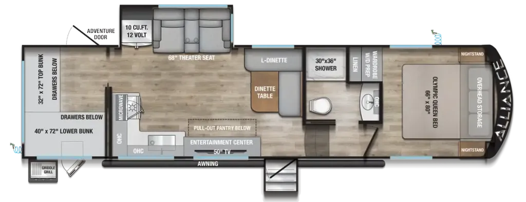 2026 Alliance RV Avenue All-Access 29BH floor plan