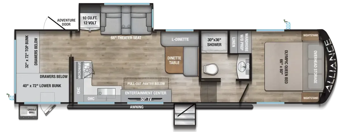 2026 Alliance RV Avenue All-Access 29BH - Floor plan