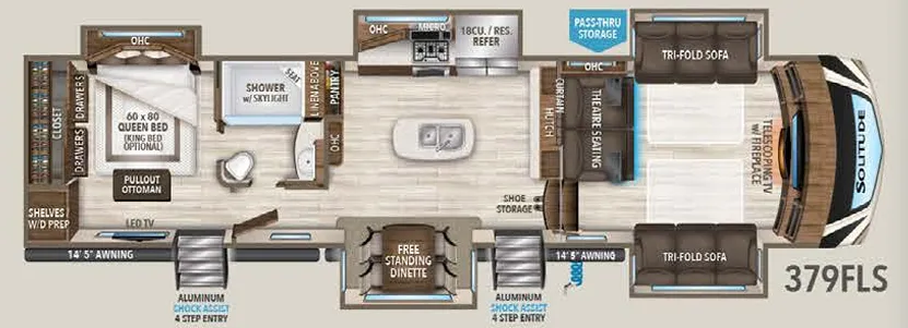 Grand Design Solitude 379FLS floor plan