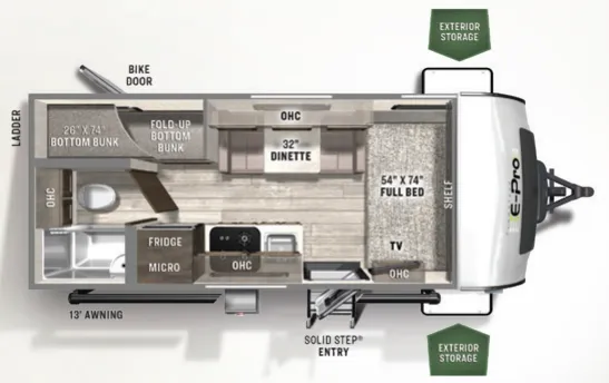 Forest River Flagstaff E-Pro 19BH floor plan