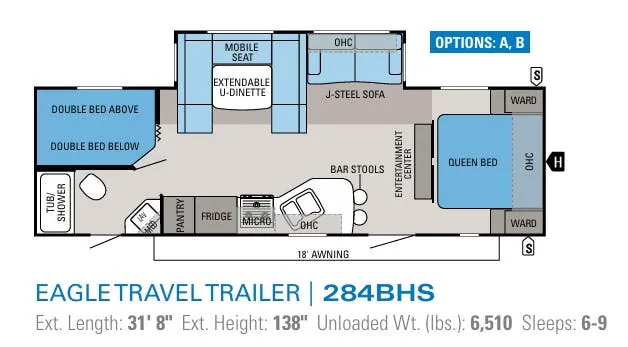 Jayco Eagle 284BHS floor plan