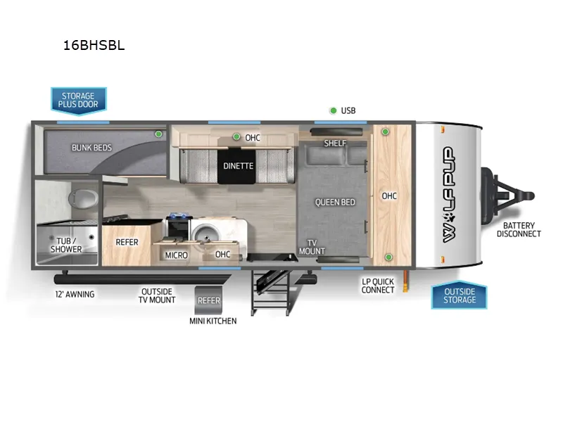 2025 Forest River Cherokee Wolf Pup Black Label 16BHSBL floor plan