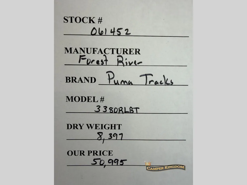 2026 Forest River Puma Tracks 3380RLBT, Photos photo 31