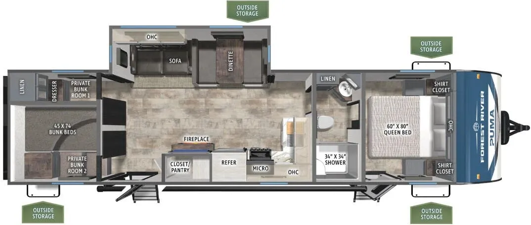 Forest River Puma 337BH floor plan