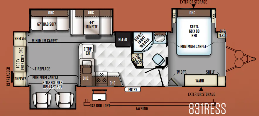 Forest River Flagstaff Classic Super Lite 831RESS floor plan