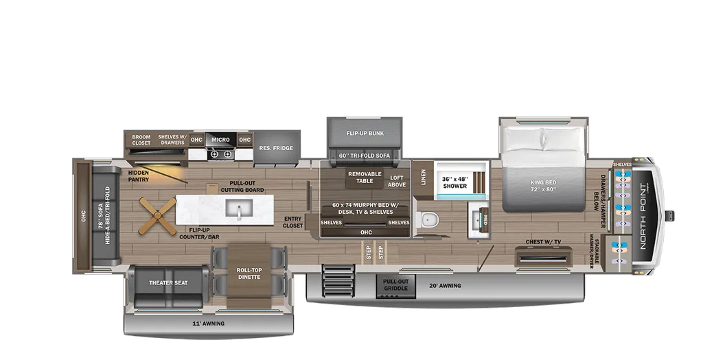 2026 Jayco North Point 377RLBH floor plan