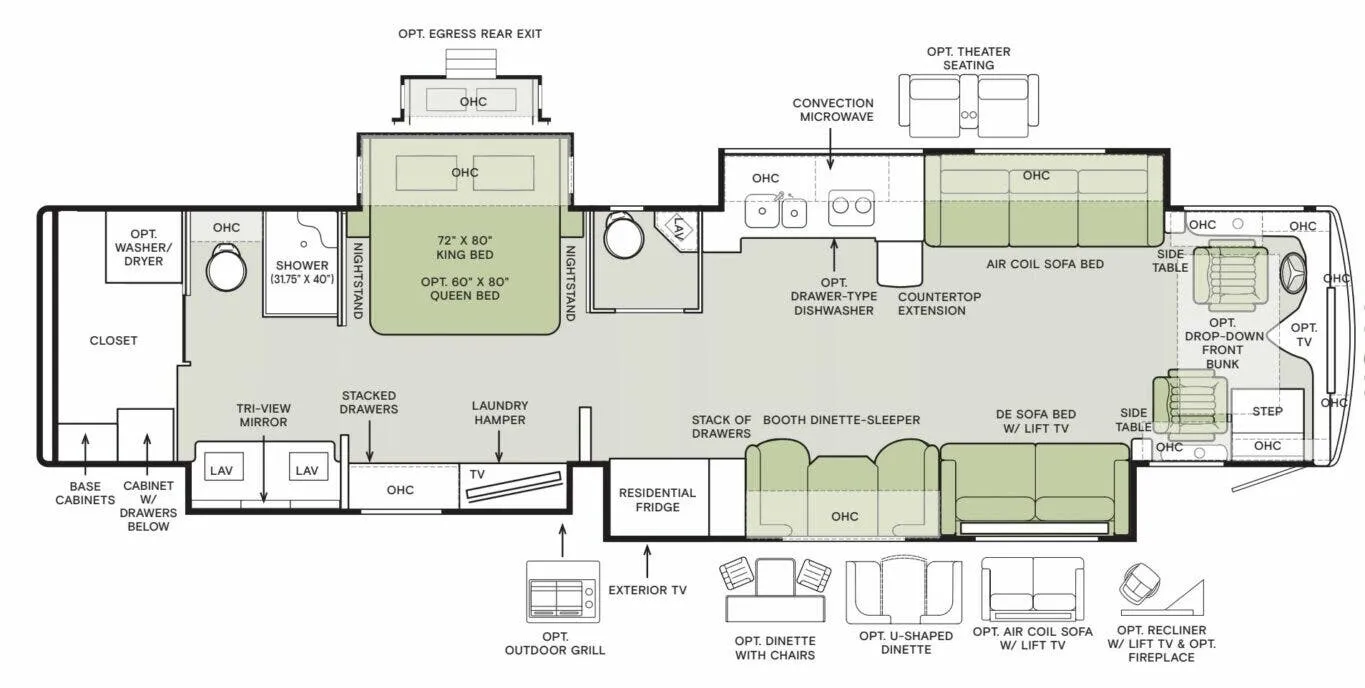 Tiffin Phaeton 44 OH floor plan