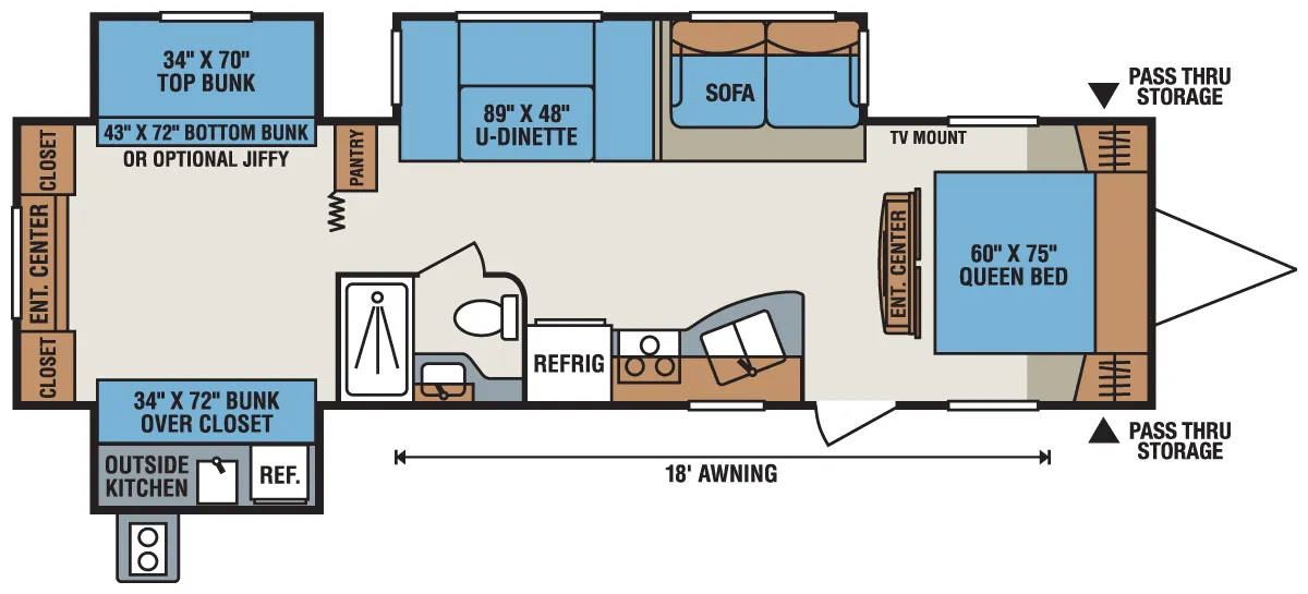 K-Z Sportsmen S331BHK floor plan