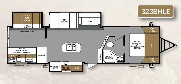 Forest River Surveyor 323BHLE floor plan