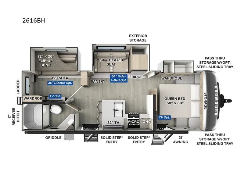 2024 Forest River Rockwood Ultra Lite 2616BH - Floor plan