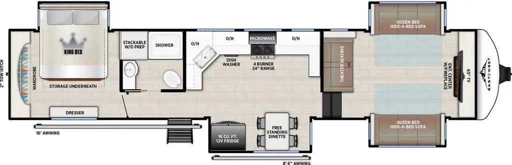 2026 East to West Tandara 390FL floor plan