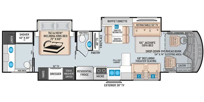 Thor Motor Coach Venetian R40 floor plan