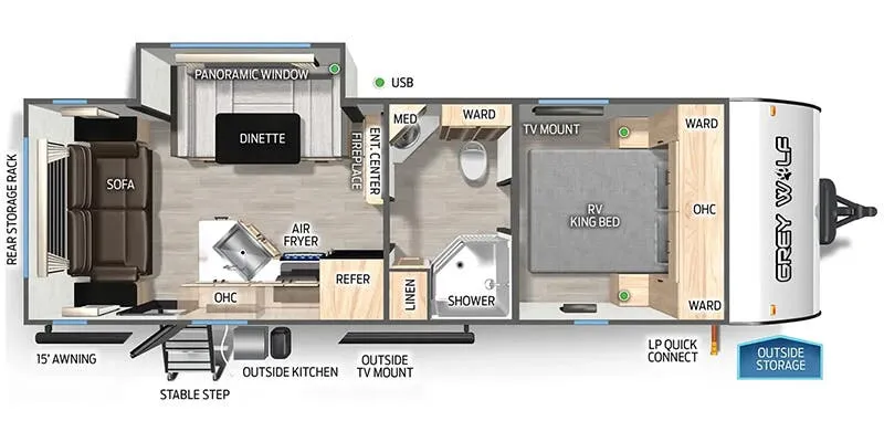 2025 Forest River Cherokee Grey Wolf 23MK floor plan