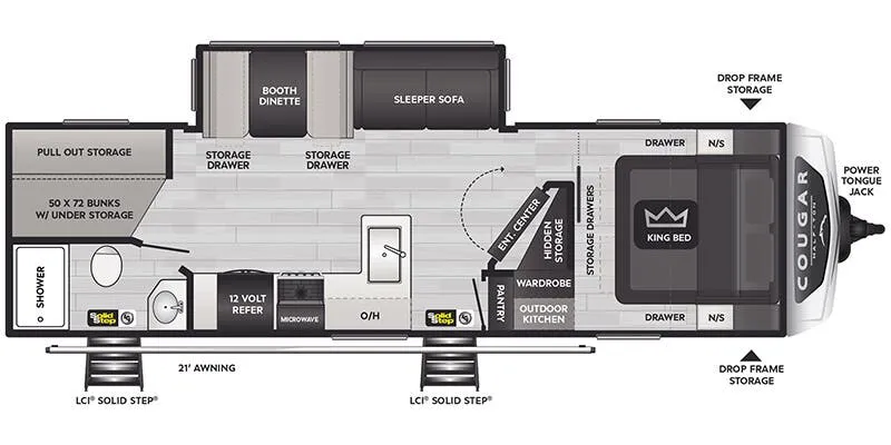 Keystone Cougar Half-Ton East 28BHS floor plan