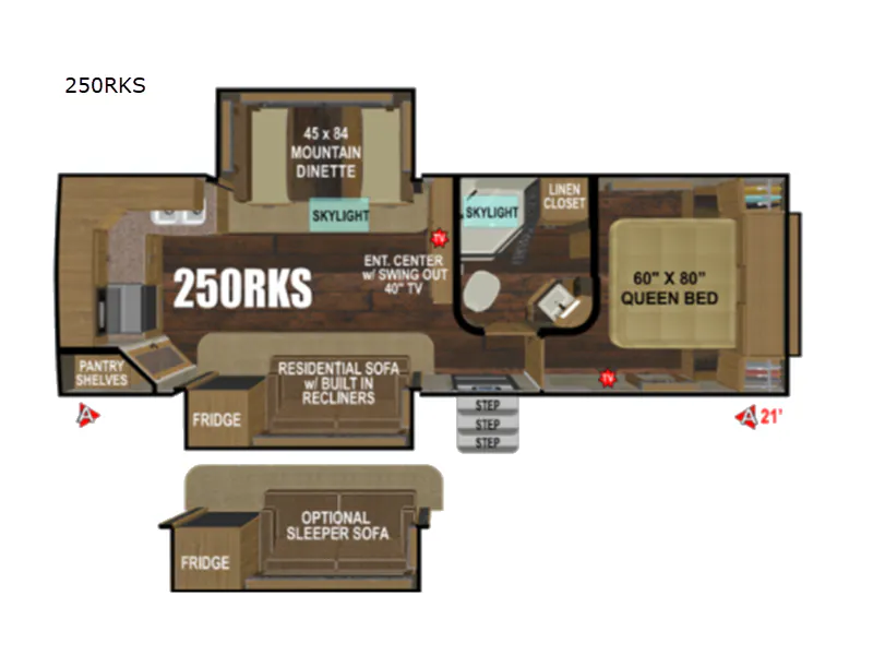 2023 Outdoors RV Black Stone Titanium Series 250RKS - Floor plan