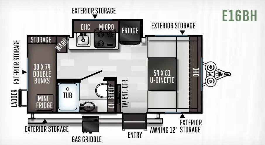 Forest River Flagstaff E-Pro E16BH floor plan