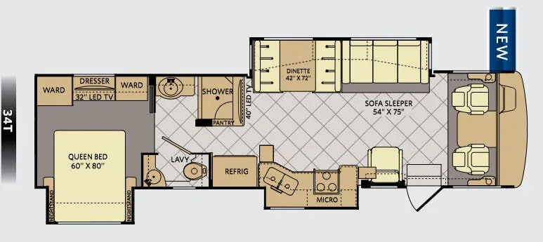 Fleetwood Bounder 34T floor plan