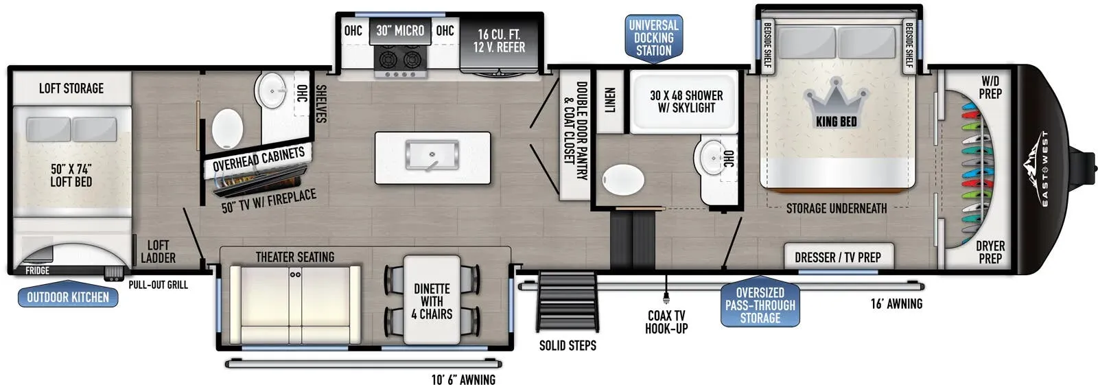 East to West Tandara 375BH-OK floor plan