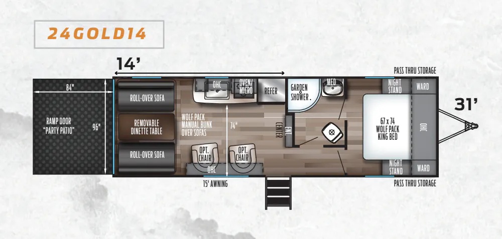 2020 Forest River Cherokee Wolf Pack Gold 24GOLD14 floor plan